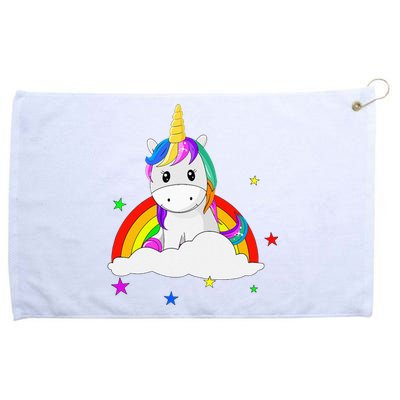 Unicorn for with rainbow and stars Grommeted Golf Towel