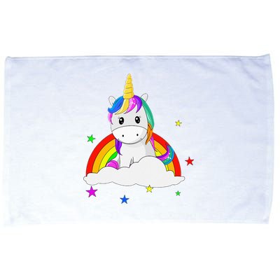 Unicorn for with rainbow and stars Microfiber Hand Towel