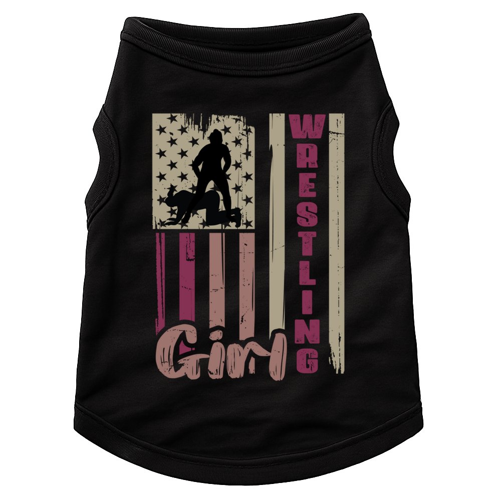 Us Flag Wrestling Wrestler Gift Doggie Tank