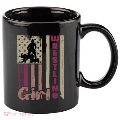 Us Flag Wrestling Wrestler Gift 11oz C Handle Ceramic Mug