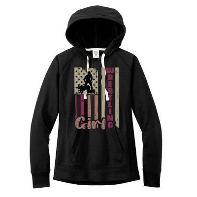 Us Flag Wrestling Wrestler Gift Women's Fleece Hoodie