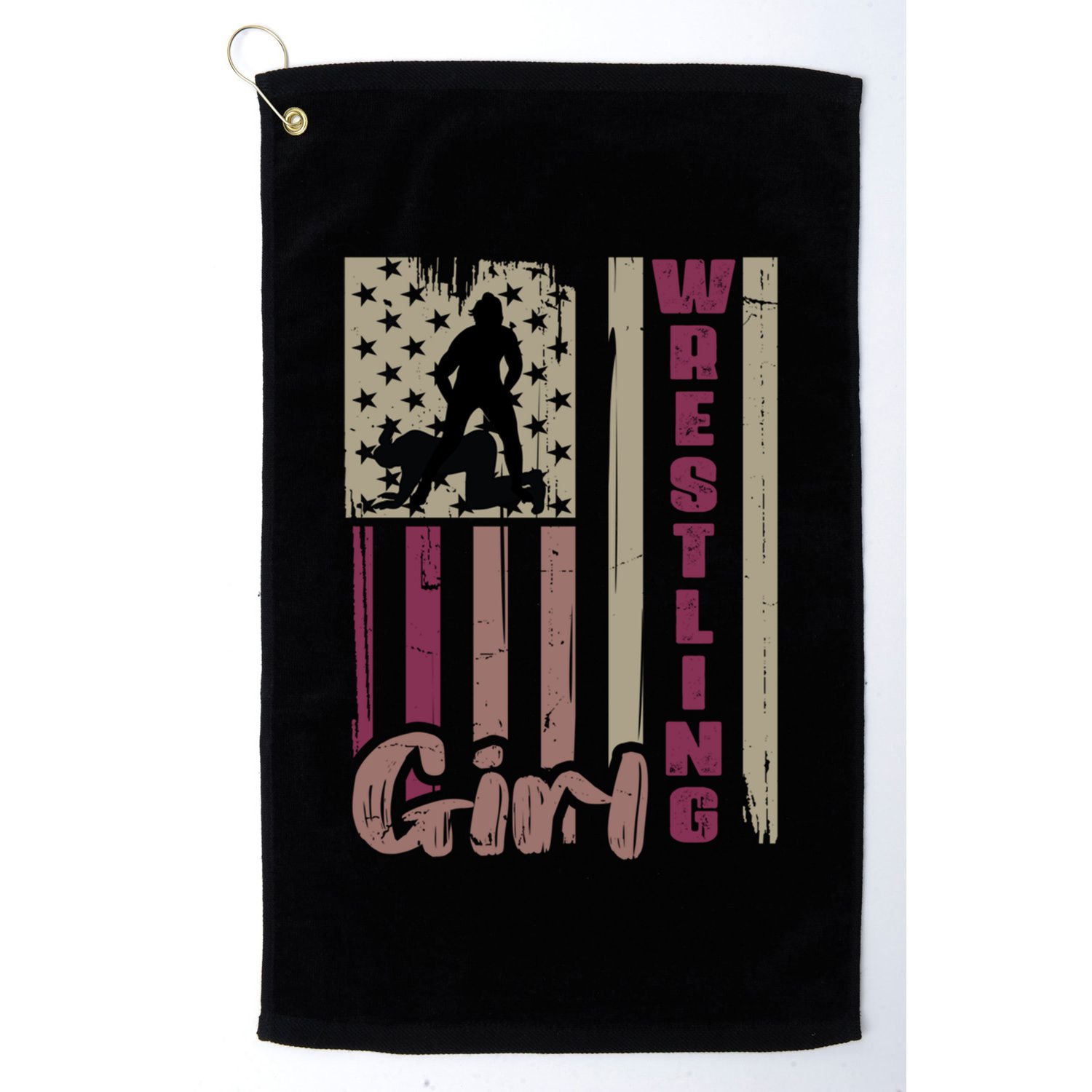 Us Flag Wrestling Wrestler Gift Golf Towel