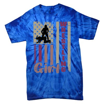 Us Flag Wrestling Wrestler Gift Tie-Dye T-Shirt