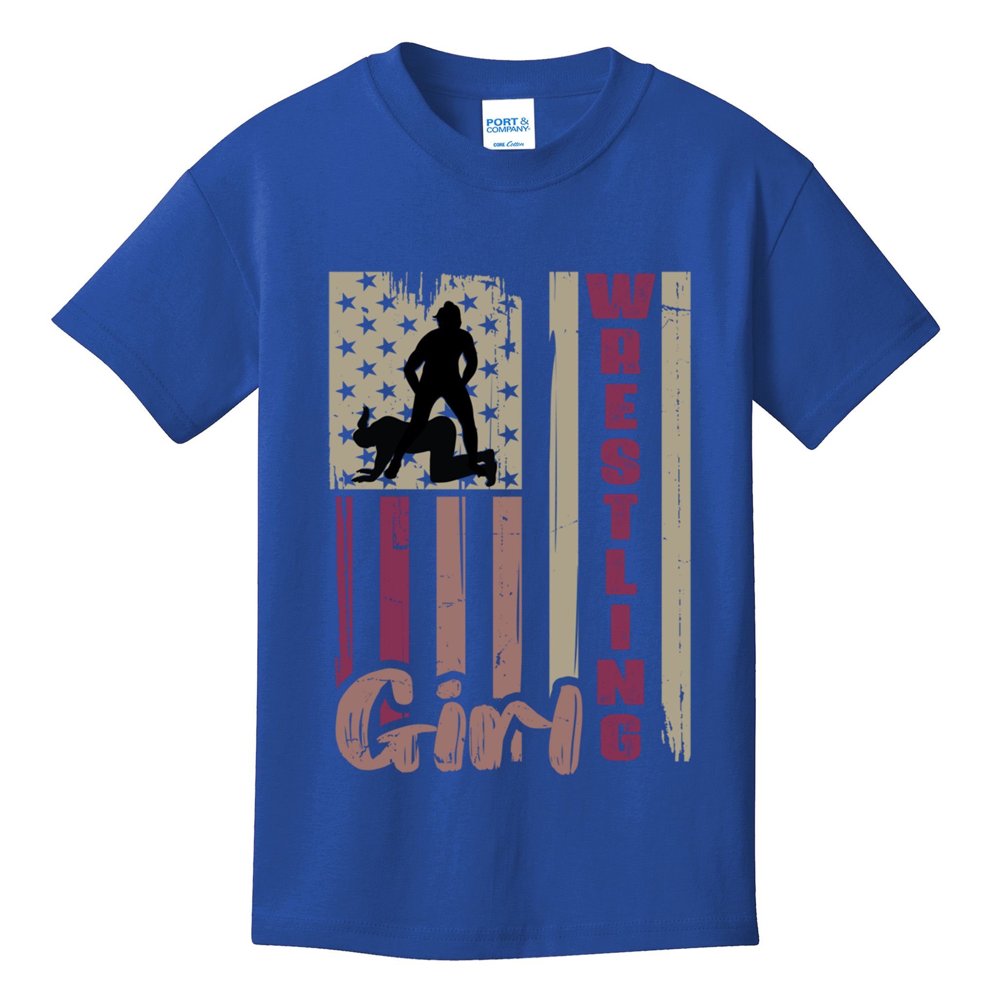 Us Flag Wrestling Wrestler Gift Kids T-Shirt
