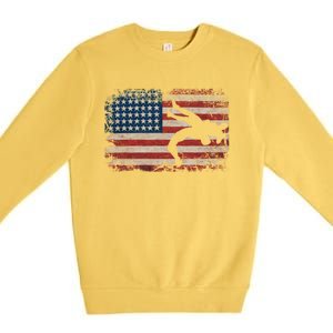 Usa Flag Wrestling American Flag Wrestling Wrestle Gift Premium Crewneck Sweatshirt