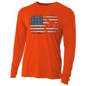 Usa Flag Wrestling American Flag Wrestling Wrestle Gift Cooling Performance Long Sleeve Crew