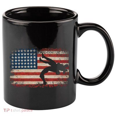 Usa Flag Wrestling American Flag Wrestling Wrestle Gift 11oz C Handle Ceramic Mug