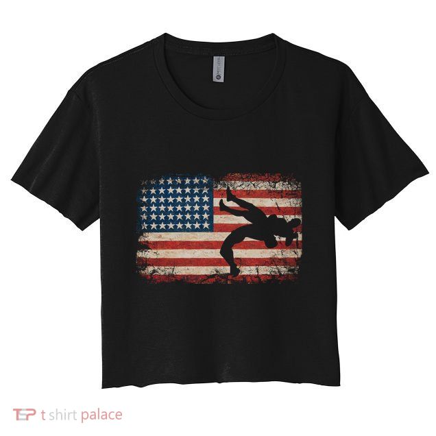 Usa Flag Wrestling American Flag Wrestling Wrestle Gift Crop Top