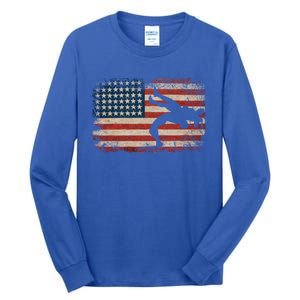 Usa Flag Wrestling American Flag Wrestling Wrestle Gift Tall Long Sleeve T-Shirt