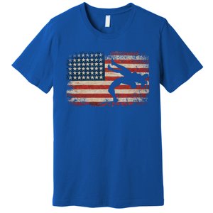 Usa Flag Wrestling American Flag Wrestling Wrestle Gift Premium T-Shirt