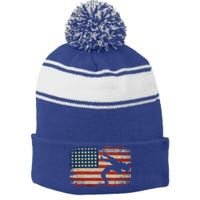 Usa Flag Wrestling American Flag Wrestling Wrestle Gift Stripe Pom Pom Beanie