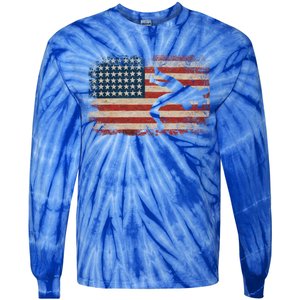 Usa Flag Wrestling American Flag Wrestling Wrestle Gift Tie-Dye Long Sleeve Shirt