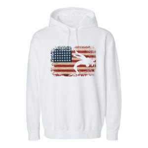 Usa Flag Wrestling American Flag Wrestling Wrestle Gift Garment-Dyed Fleece Hoodie