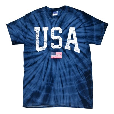 USA Flag Women Men Patriotic American Flag Distressed Tie-Dye T-Shirt