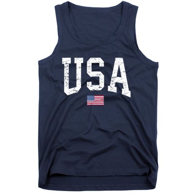 USA Flag Women Men Patriotic American Flag Distressed Tank Top