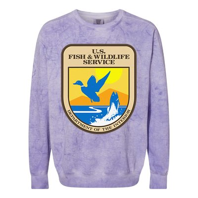 US Fish & Wildlife Service Wild Game Fishing Hunting Colorblast Crewneck Sweatshirt