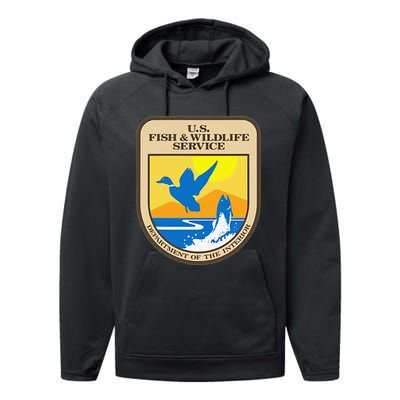 US Fish & Wildlife Service Wild Game Fishing Hunting Performance Fleece Hoodie