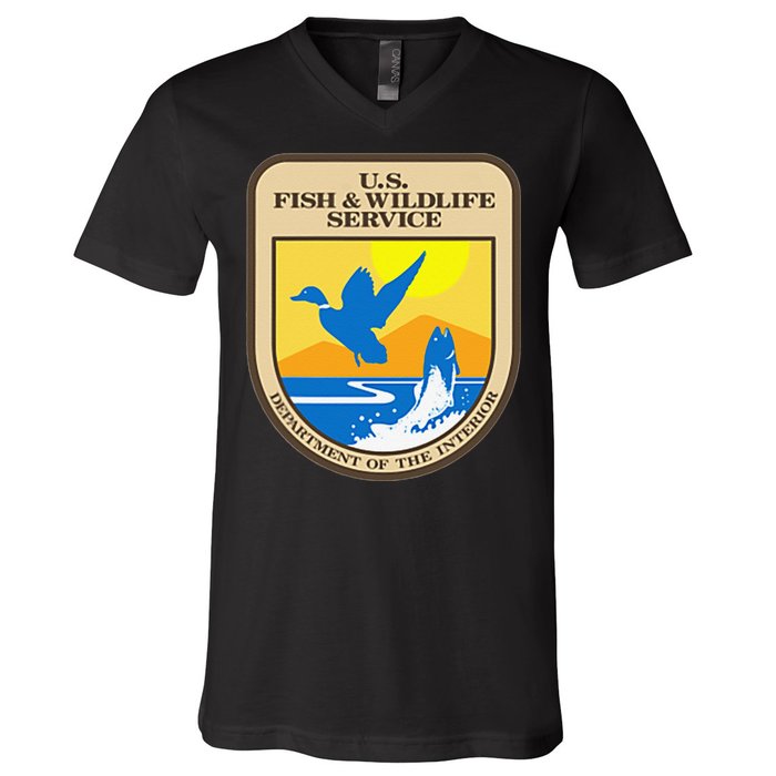 US Fish & Wildlife Service Wild Game Fishing Hunting V-Neck T-Shirt