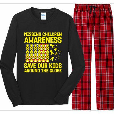 Usa Flag With Yellow Ribbons For Missing Awareness Cute Gift Long Sleeve Pajama Set