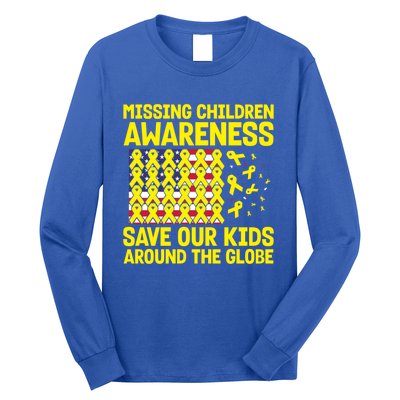 Usa Flag With Yellow Ribbons For Missing Awareness Cute Gift Long Sleeve Shirt