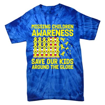 Usa Flag With Yellow Ribbons For Missing Awareness Cute Gift Tie-Dye T-Shirt