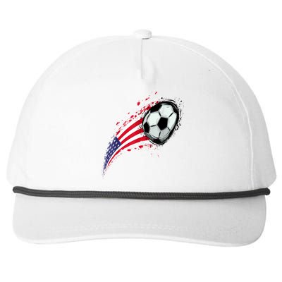 US Flag With A Soccer Ball, Soccer Lovers Snapback Five-Panel Rope Hat