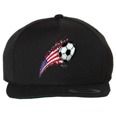 US Flag With A Soccer Ball, Soccer Lovers Wool Snapback Cap