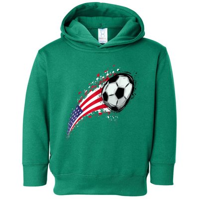 US Flag With A Soccer Ball, Soccer Lovers Toddler Hoodie