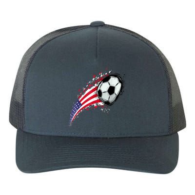 US Flag With A Soccer Ball, Soccer Lovers Yupoong Adult 5-Panel Trucker Hat