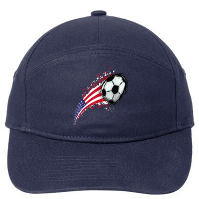 US Flag With A Soccer Ball, Soccer Lovers 7-Panel Snapback Hat