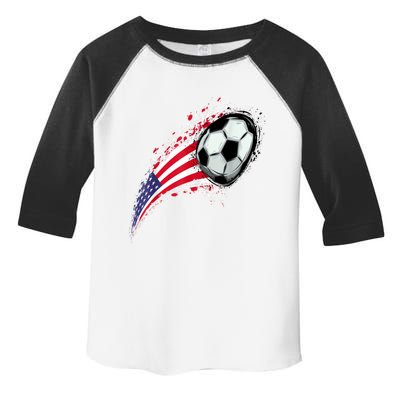 US Flag With A Soccer Ball, Soccer Lovers Toddler Fine Jersey T-Shirt