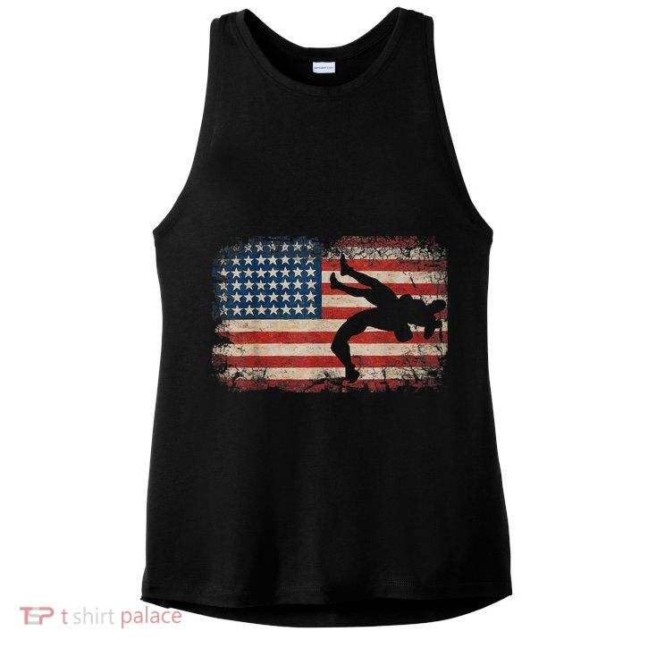 Usa Flag Wrestling American Flag Wrestling Wrestle Ladies PosiCharge Tri-Blend Wicking Tank