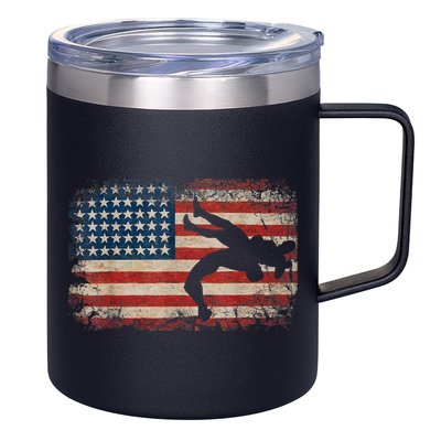 Usa Flag Wrestling American Flag Wrestling Wrestle 12oz Stainless Steel Coffee Mug