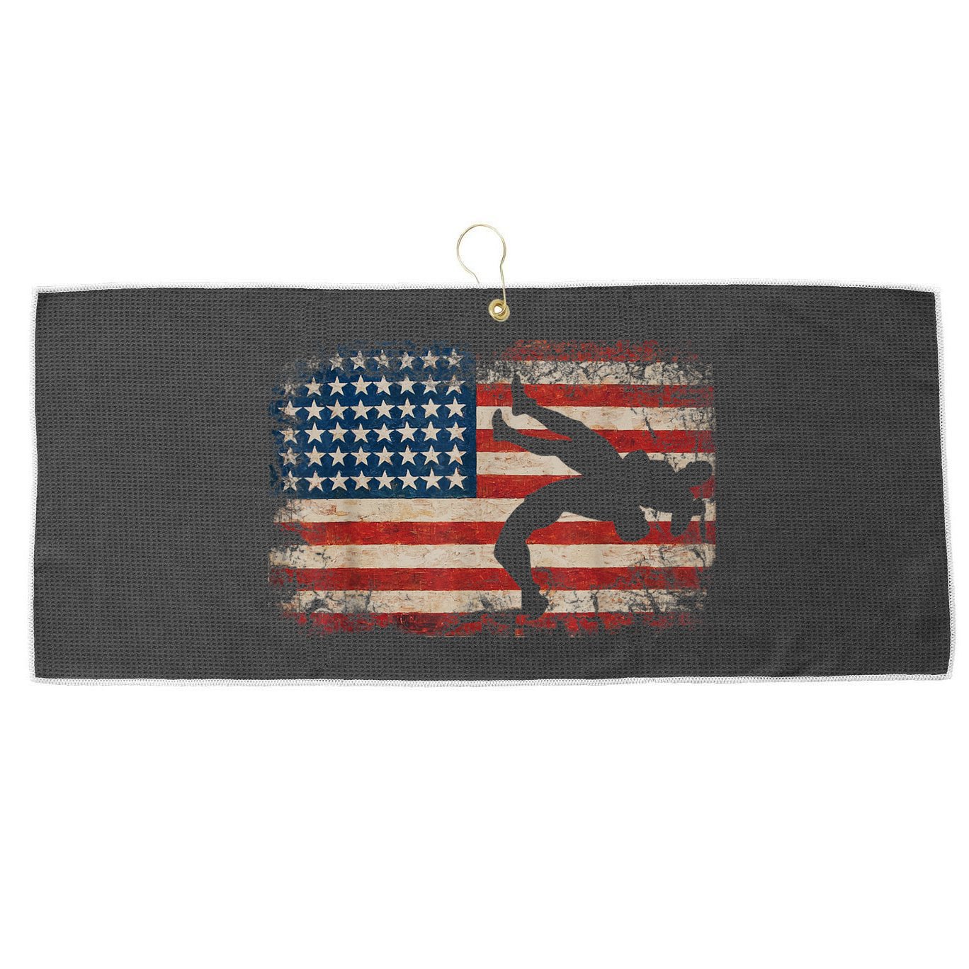 Usa Flag Wrestling American Flag Wrestling Wrestle Large Microfiber Waffle Golf Towel