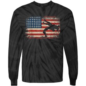 Usa Flag Wrestling American Flag Wrestling Wrestle Tie-Dye Long Sleeve Shirt