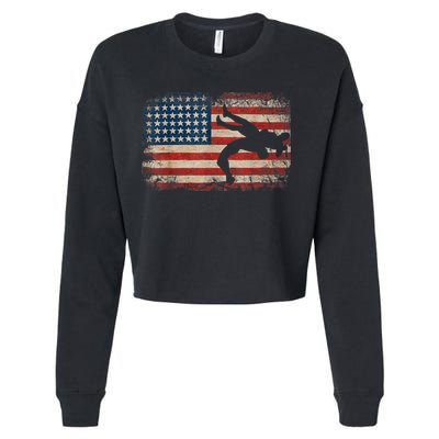 Usa Flag Wrestling American Flag Wrestling Wrestle Cropped Pullover Crew