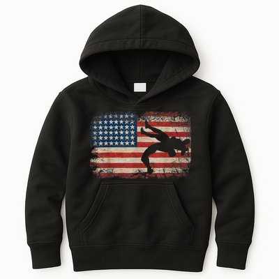 Usa Flag Wrestling American Flag Wrestling Wrestle Kids Hoodie
