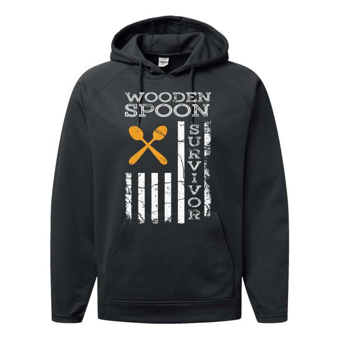 Us Flag Wooden Spoon Survivor Humor Expression Performance Fleece Hoodie