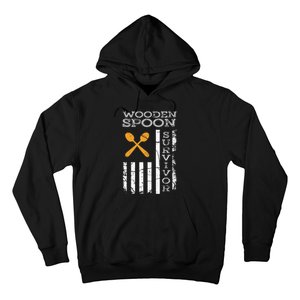 Us Flag Wooden Spoon Survivor Humor Expression Hoodie