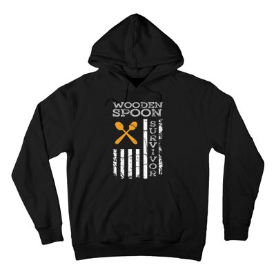 Us Flag Wooden Spoon Survivor Humor Expression Hoodie