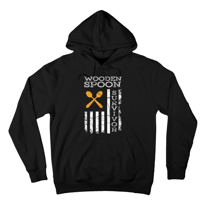 Us Flag Wooden Spoon Survivor Humor Expression Hoodie