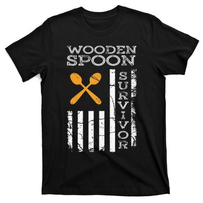 Us Flag Wooden Spoon Survivor Humor Expression T-Shirt