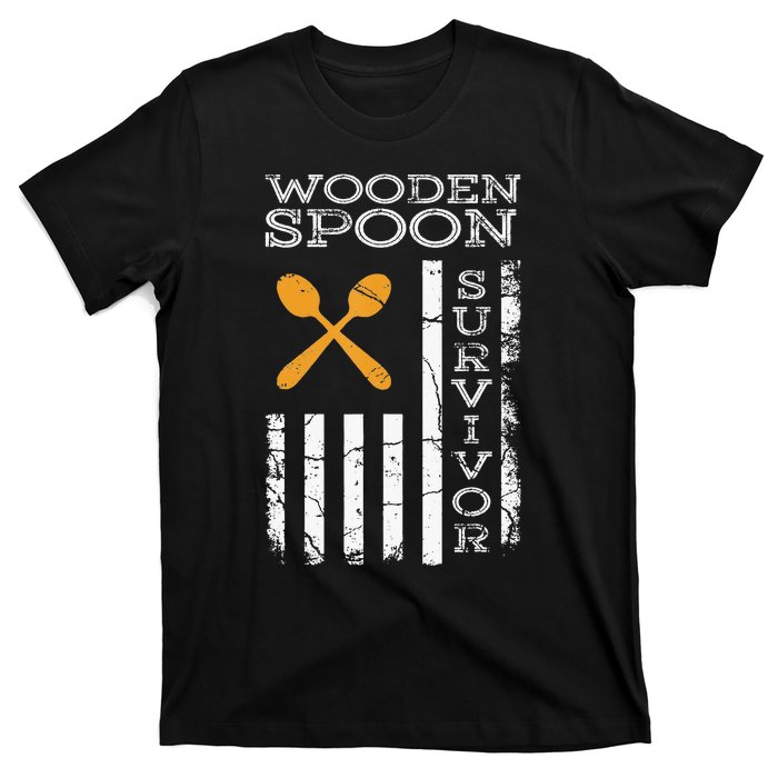 Us Flag Wooden Spoon Survivor Humor Expression T-Shirt