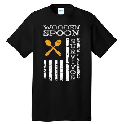 Us Flag Wooden Spoon Survivor Humor Expression Tall T-Shirt