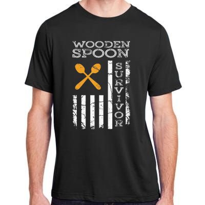 Us Flag Wooden Spoon Survivor Humor Expression Adult ChromaSoft Performance T-Shirt