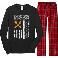 Us Flag Wooden Spoon Survivor Humor Expression Long Sleeve Pajama Set