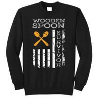 Us Flag Wooden Spoon Survivor Humor Expression Tall Sweatshirt