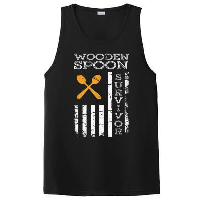 Us Flag Wooden Spoon Survivor Humor Expression PosiCharge Competitor Tank