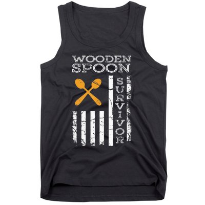 Us Flag Wooden Spoon Survivor Humor Expression Tank Top