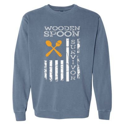 Us Flag Wooden Spoon Survivor Humor Expression Garment-Dyed Sweatshirt